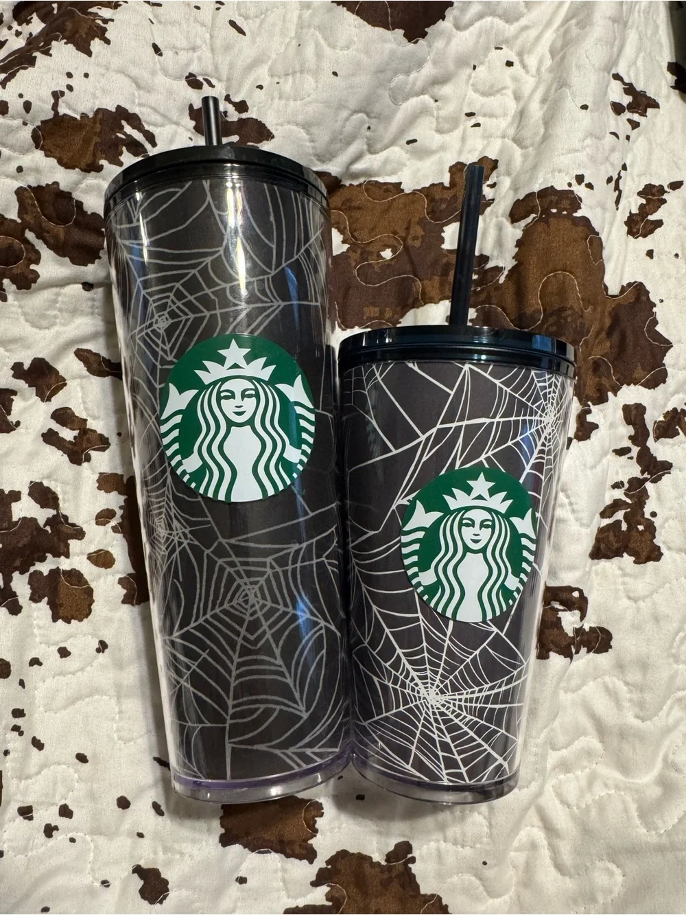 Starbucks Black Spiderweb Reusable Tumbler with Straw - Set of 2